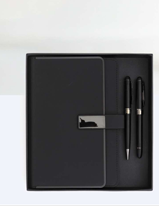 Premium Business Gift Set with Black Notebook & 2 Elegant Pens
