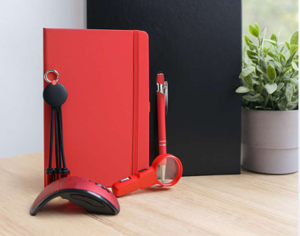 Premium 5-in-1 Business Gift Set with Notebook, Wireless Mouse, Car Charger, 3-in-1 Cable & Pen – Elegant Black