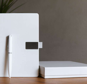 Premium Business Gift Set with White Notebook & Pen