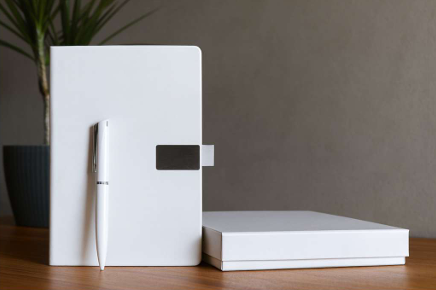 Premium Business Gift Set with White Notebook & Pen
