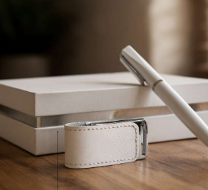 Luxury White Gift Set – Elegant Metal Pen & USB Flash Drive