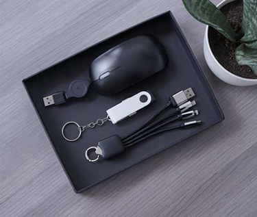 Premium Office Gift Set – USB Flash Drive + Charging Cable + Wireless Mouse