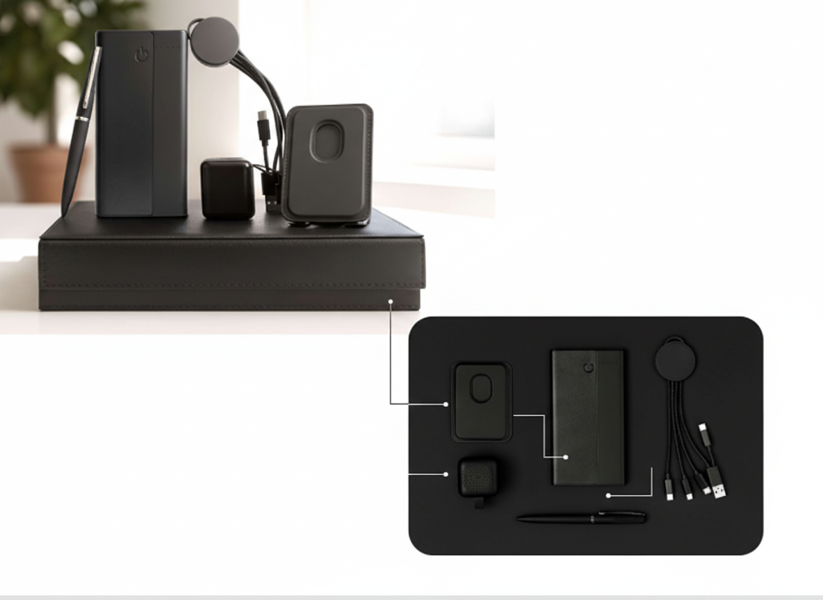 Tech Gift Set – Power Bank, Pen & 3-in-1 Charging Cable – Luxury Box
