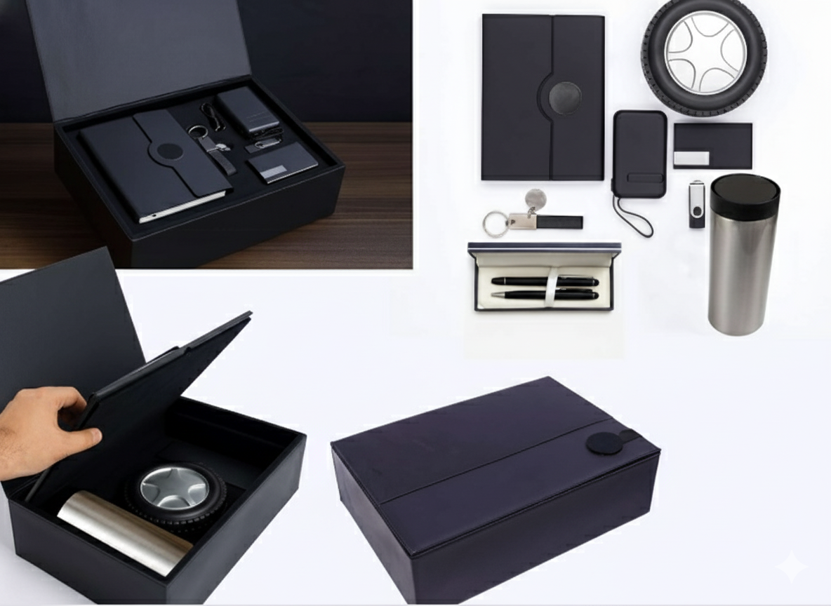 Luxury 7-in-1 Business Gift Set — Power Bank, USB Flash Drive, Notebook, Thermal Mug, Card Holder, 2 Pens & Keychain — Premium Gift Box