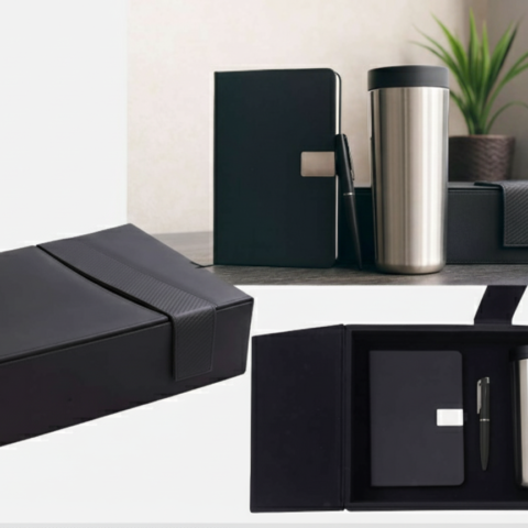 VIP Business Gift Set – Thermal Mug, Premium Notebook & Metal Pen – Luxury Corporate Gift Box
