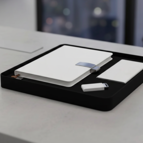 White Business Gift Set with Power Bank, USB Flash Drive & Notebook – Elegant Corporate Collection