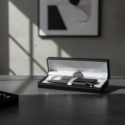 Luxury Black Gift Set –  Pen & Keychain in Elegant Box – Perfect Corporate & Personal Gift