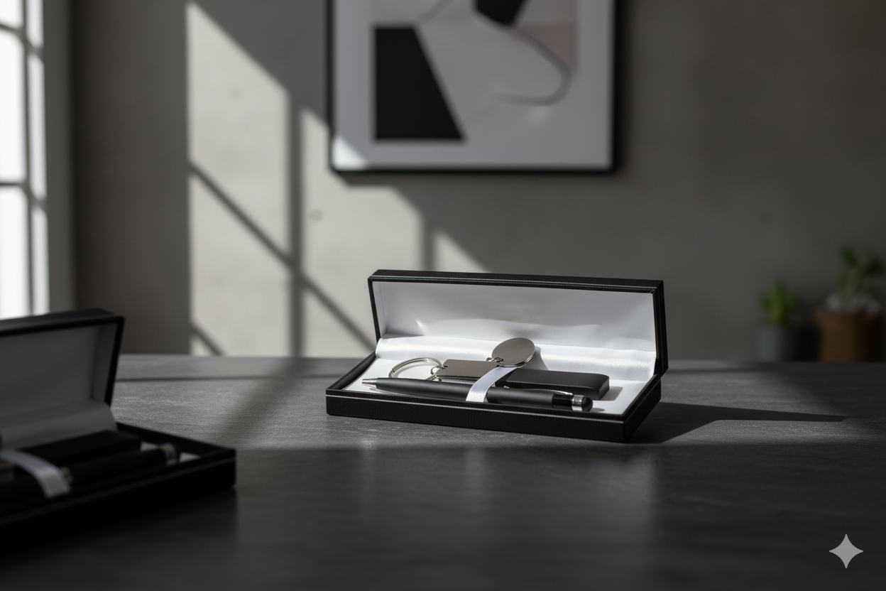 Luxury Black Gift Set –  Pen & Keychain in Elegant Box – Perfect Corporate & Personal Gift