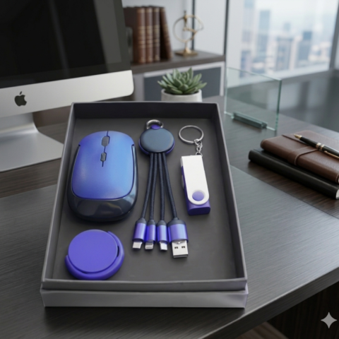 Premium Tech Gift Set – Mobile Pop Socket, 3-in-1 Charging Cable & Wireless Mouse