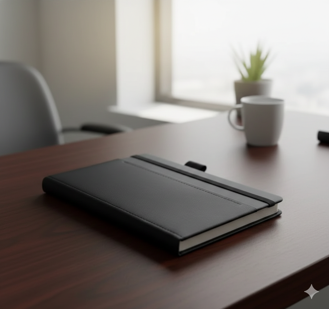 Classic Black Leather A5 Notebook – Premium Journal for Work, Study & Everyday Writing