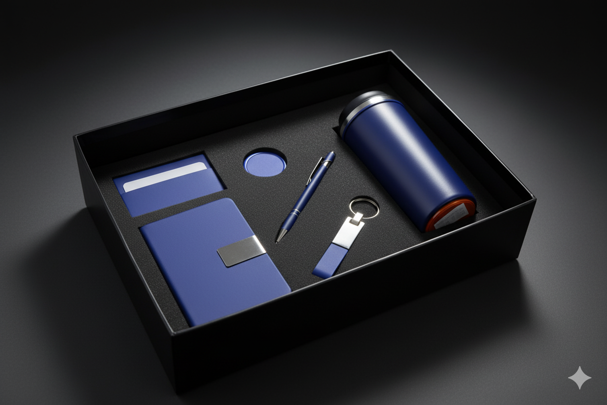 Executive Gift Set with Thermal Mug, Notebook, Pen, Card Holder, Keychain & Mobile Pop-Up Holder