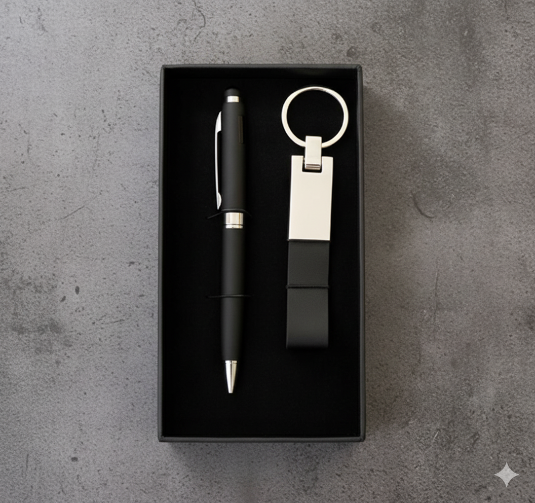 Elegant 2-in-1 Business Gift Set – Metal Pen & Keychain – Premium Corporate Gift
