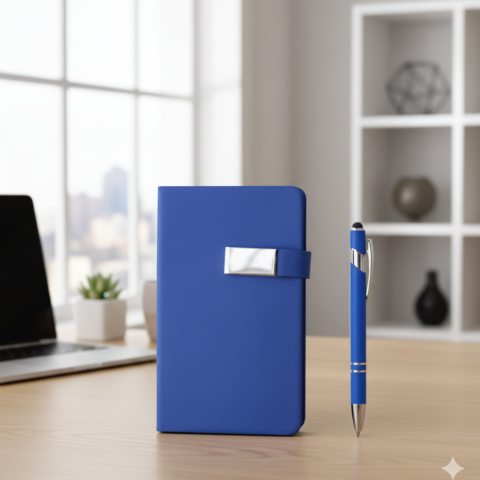 Premium Navy Blue Business Gift Set with Notebook & Pen