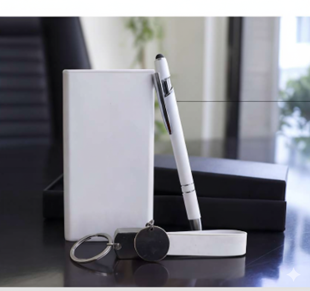 Business Gift Set with Power Bank, Metal Pen & Keychain – Elegant Corporate Collection