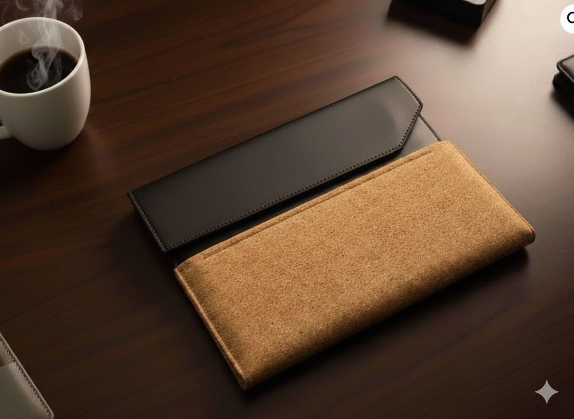 Executive Leather Notebook Folder – Refillable A5 Business Organizer with Inner Pockets & Secure Flap Closure