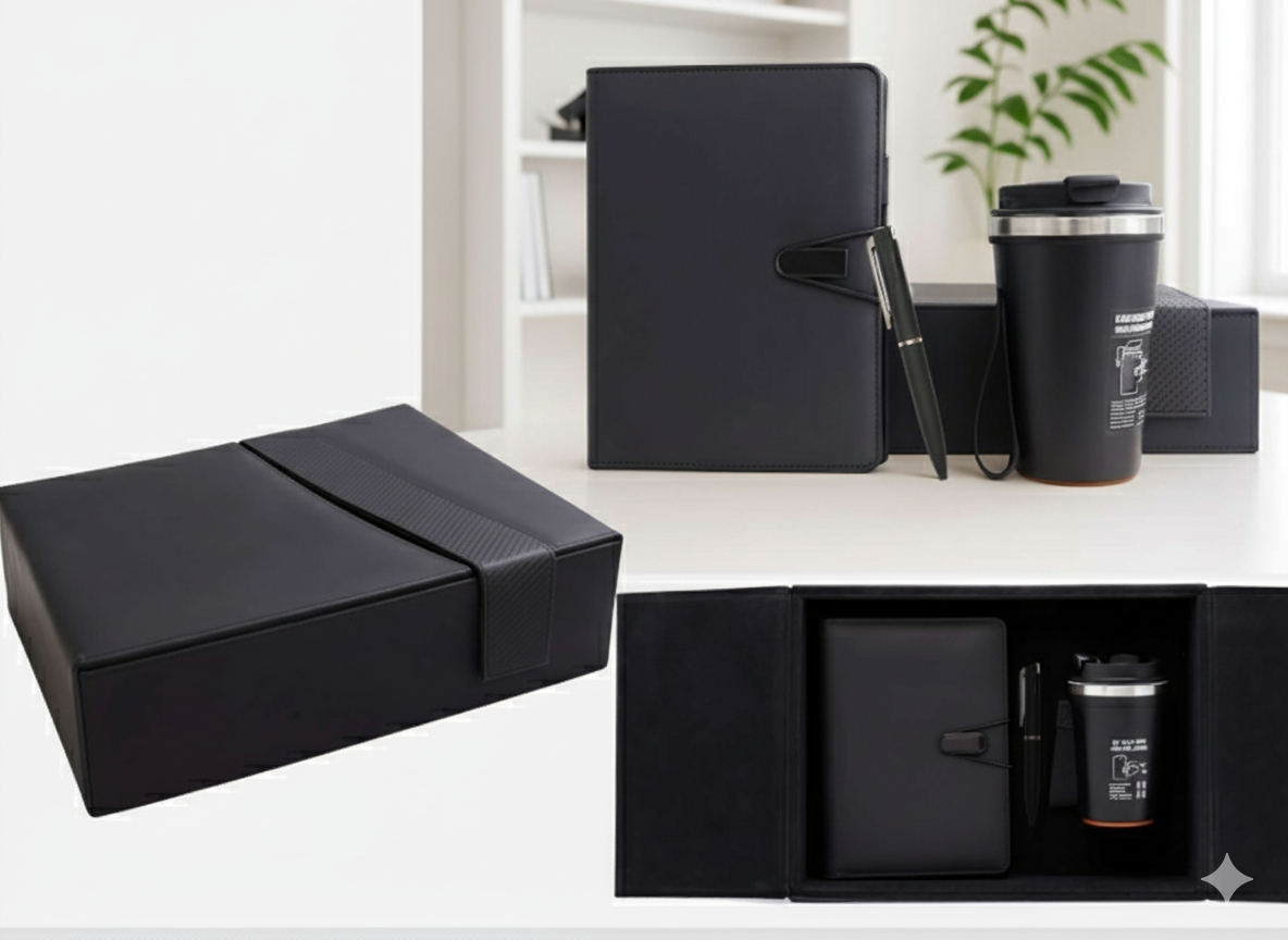 VIP Digital Business Gift Set – Smart Temperature Mug, Premium Notebook & Metal Pen – Luxury Gift Box