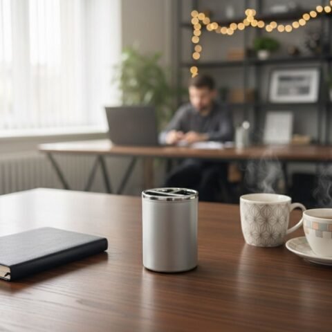 Elegant Round Desk Organizer & Pen Holder (3 Compartments) – Silver Finish