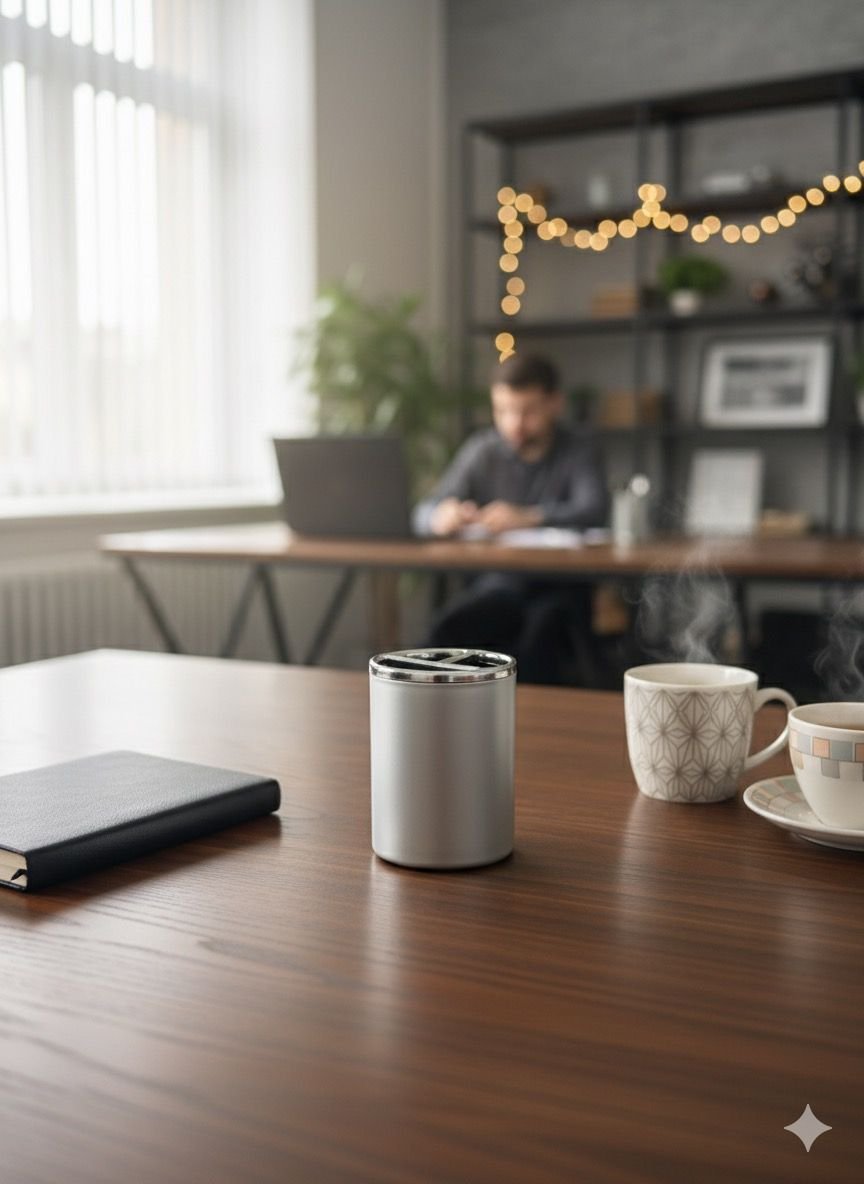 Elegant Round Desk Organizer & Pen Holder (3 Compartments) – Silver Finish