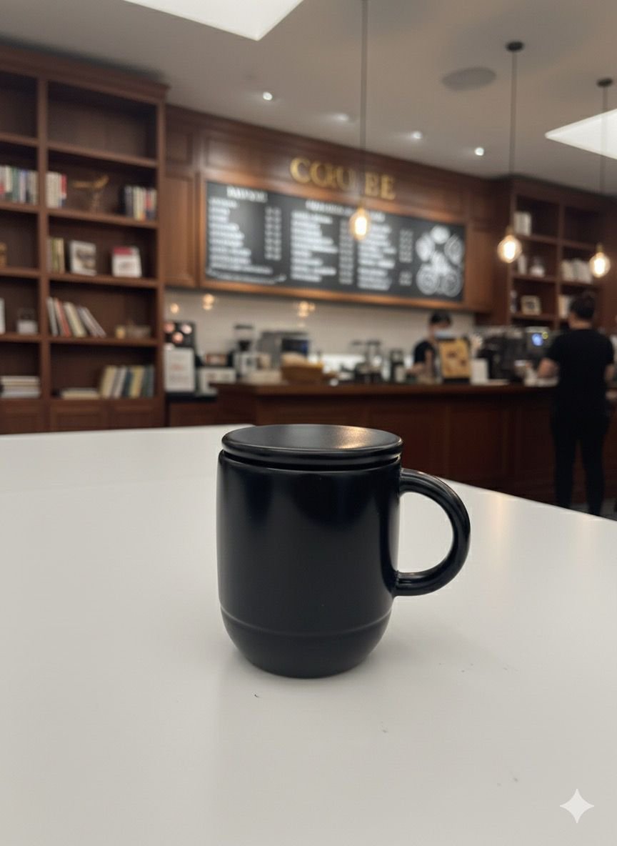 مج أسود بتصميم "مينيماليست" – كوب متين للقهوة والشاي للاستخدام اليومي