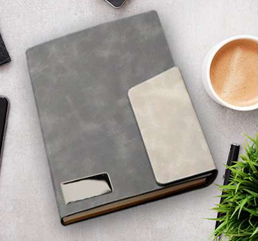 Premium Leather Notebook in Elegant Gray