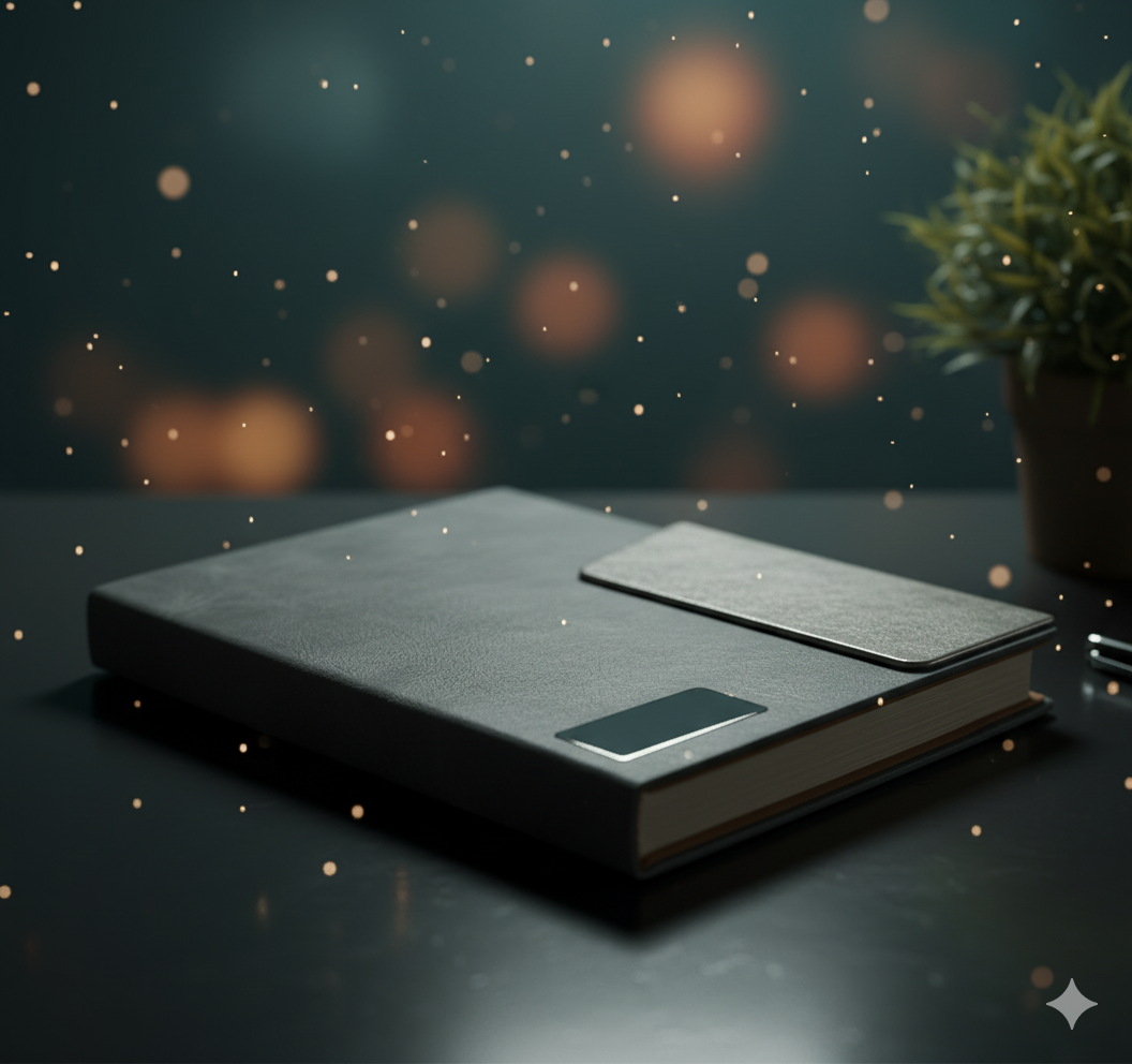 نوت بوك جلد فاخر بلون رمادي أنيق