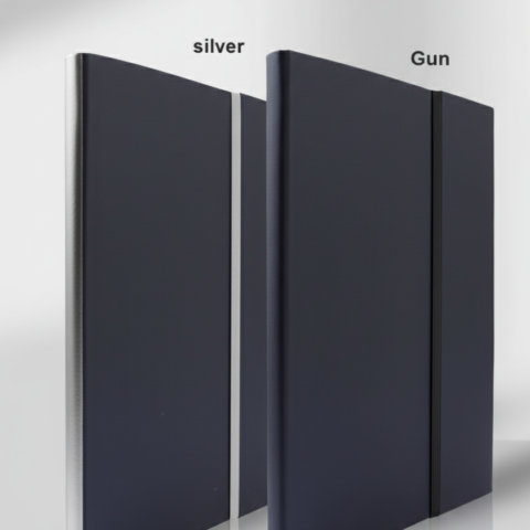 Premium A5 Notebook with Metallic Accent – Elegant Design in Silver and Gun Colors