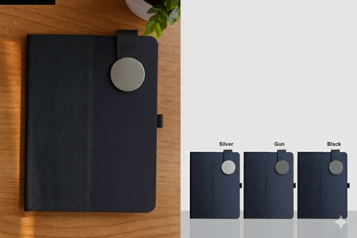 نوت بوك جلد فاخر بإغلاق قرص مغناطيسي – مفكرة احترافية