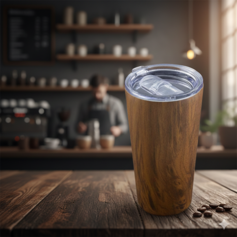 Wood-Finish Thermal Mug – Natural Elegance & Superior Insulation