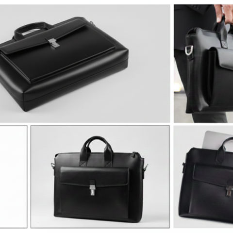 حقيبة أعمال فاخرة (Briefcase) – تصميم انسيابي مع لمسات معدنية لامعة