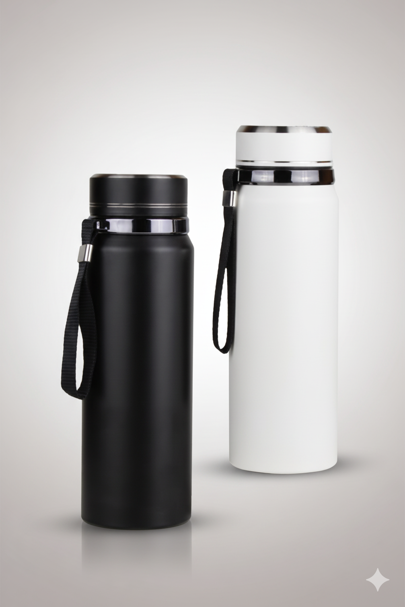 LANYARDLIFT Thermal Mug – 500ml Stainless Steel Insulated Bottle with Integrated Lanyard