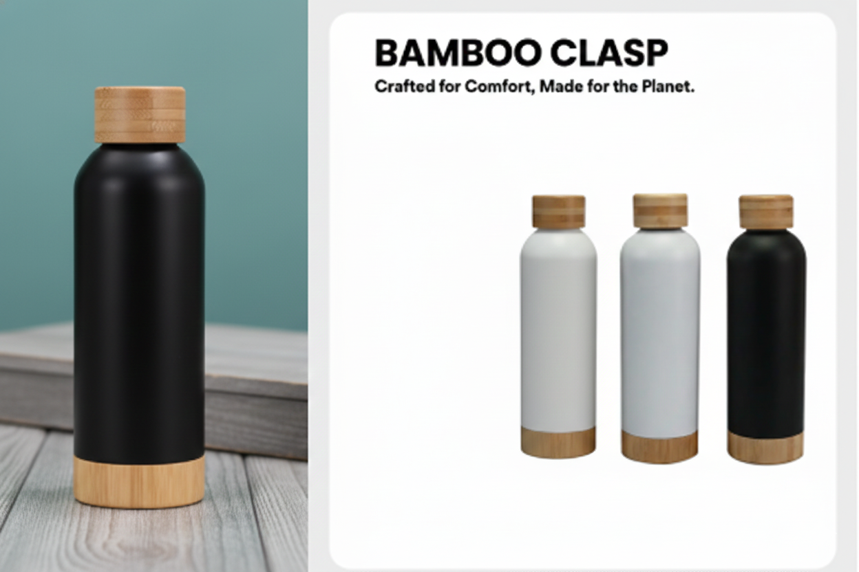 Bamboo Lid Stainless Steel Water Bottle – Premium Insulated Design