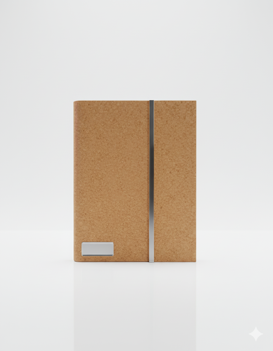Premium Beige Leather Notebook – Modern Design with Metallic Accent for Work, Study and Gifting