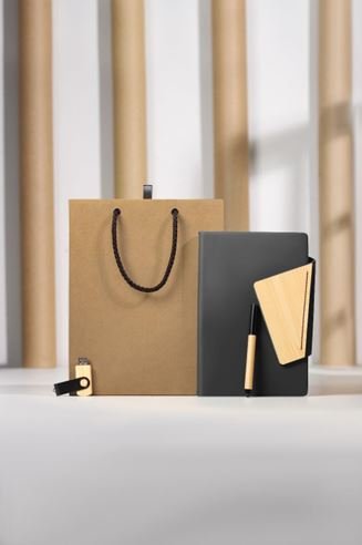 Premium Eco Corporate Set – Kraft Bag with Cork Notebook, USB Flash Drive & Pen