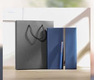 Blue Notebook with Pen and Black Gift Bag – Premium Gift Set