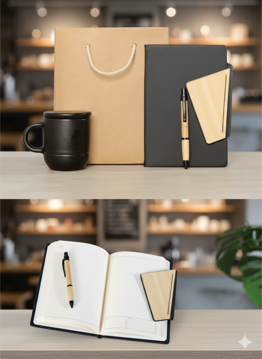 Premium Gift Set: Notebook + Elegant Pen + Gift Bag + Mug