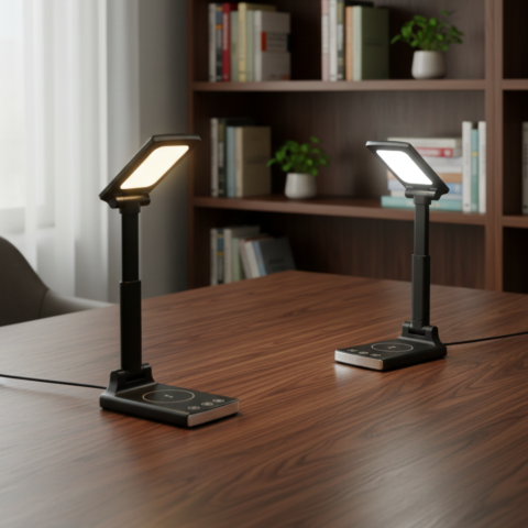 Multi-Function LED Desk Lamp with Wireless Charging & Phone Stand – Smart Office Design