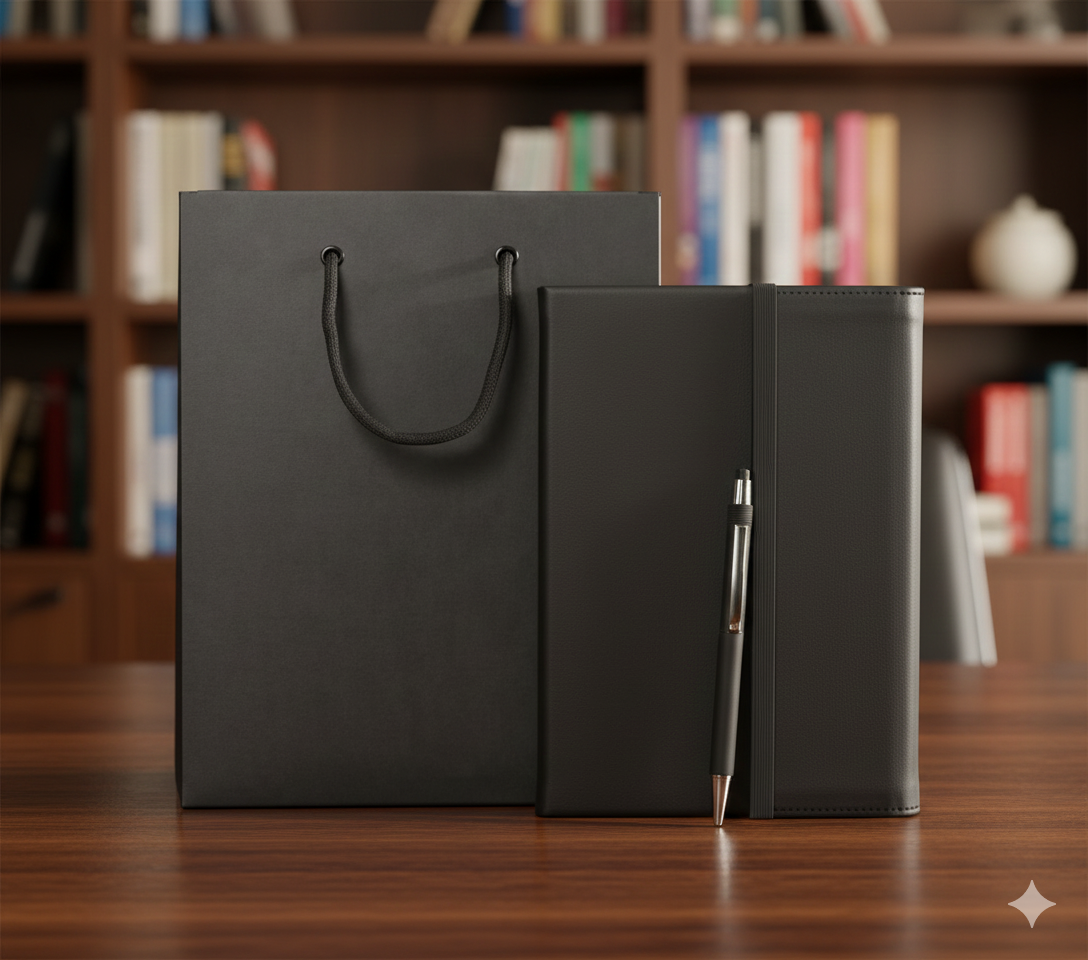 Premium Leather Notebook Gift Set with Pen and Luxury Gift Bag
