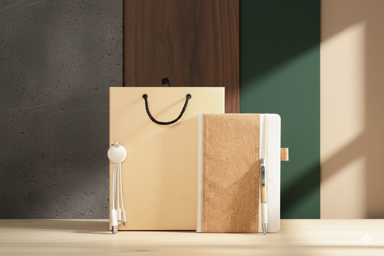 Premium Gift Set: Elegant Kraft Bag + Organic Notebook + Smart 3-in-1 Charging Cable