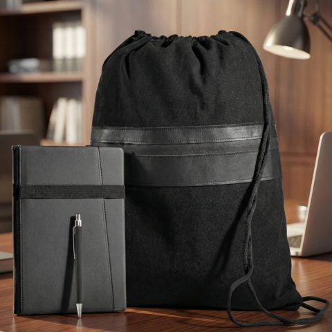 Premium Office Set – Drawstring Bag, Notebook &  Pen