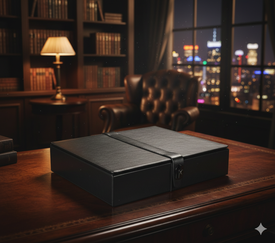 صندوق تخزين متوسط "Locked-In" – تصميم بارز الملمس فاخر مع إغلاق آمن