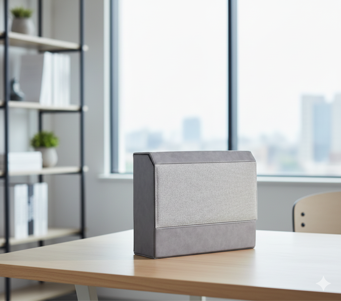 صندوق هدايا عرض إسمنتي رمادي – تصميم عمودي قابل للطي بإغلاق مغناطيسي