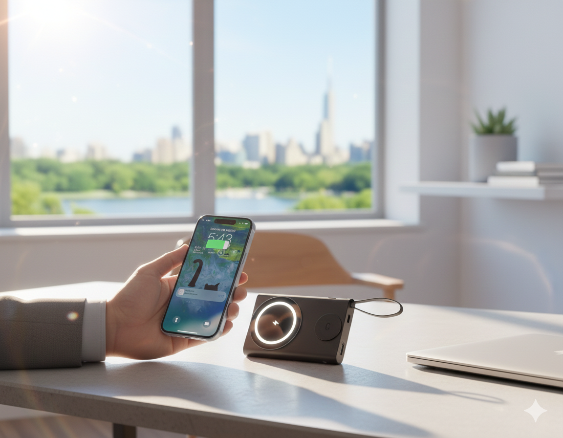 باور بانك لاسلكي PB13 متعدد الأجهزة 10000mAh – شحن للهاتف، الساعة والسماعات بشاشة LED