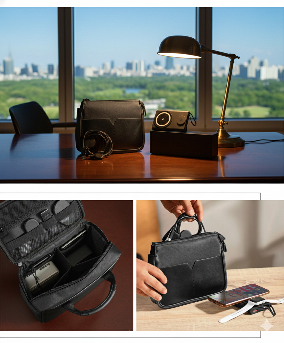 Practical Gift Set – Power Bank, Cable & Organizer Bag for Accessories