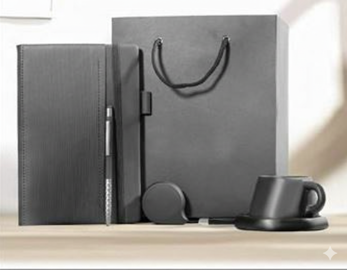 Black Executive Office Gift Set – Notebook, Pen, Mug & Gift Bag