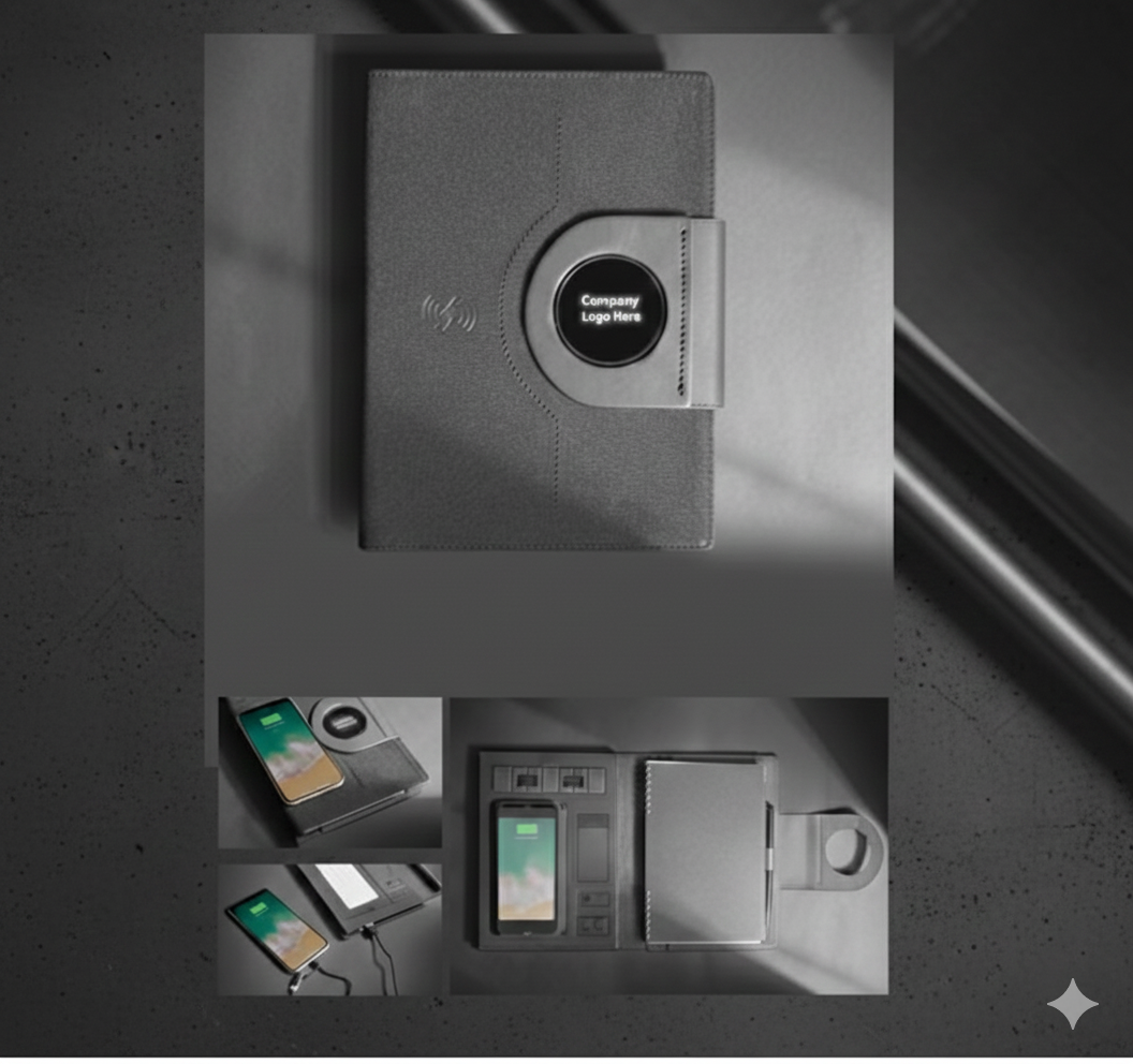 منظم نوت بوك ذكي مع باور بانك مدمج 8000mAh وشحن لاسلكي