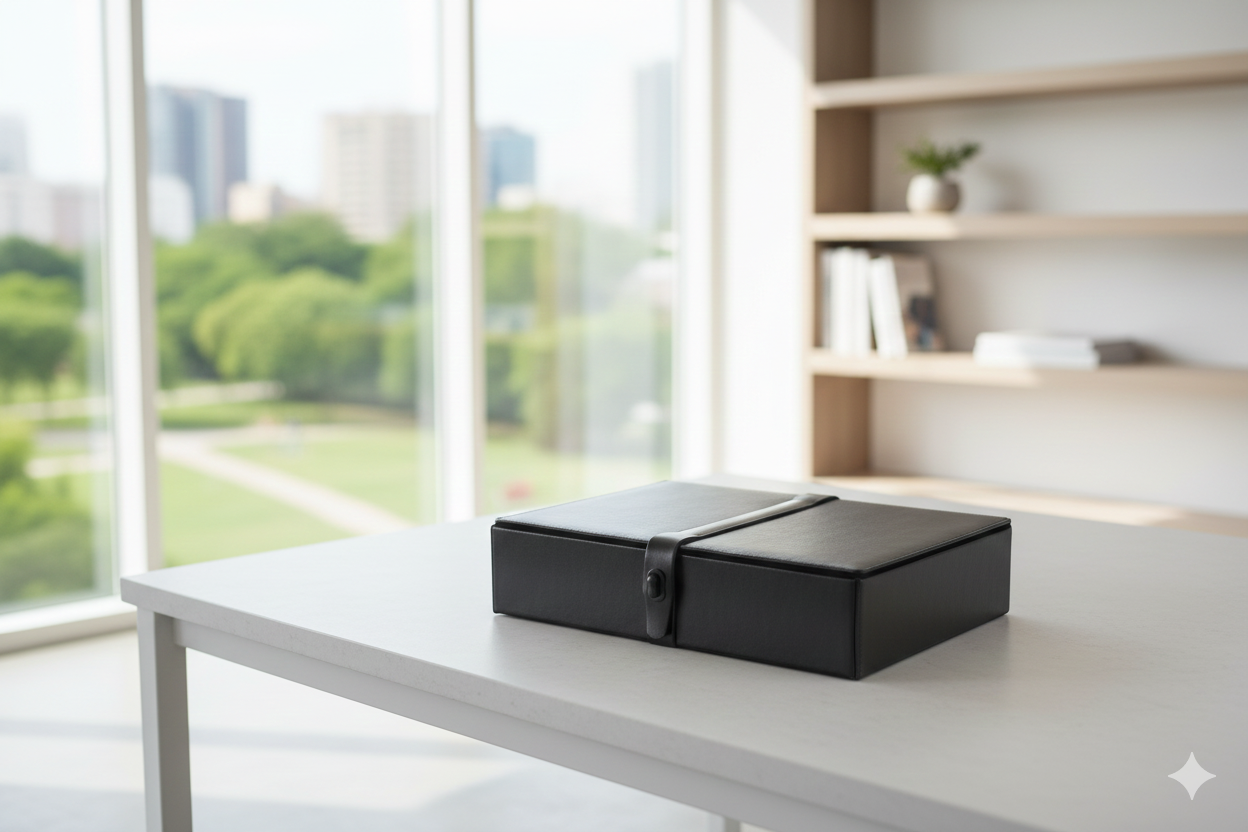 صندوق تخزين كبير "Locked In" – تصميم بارز الملمس فاخر مع قفل آمن