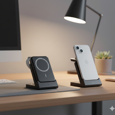 3-in-1 Wireless Charging Station with Detachable Power Bank – Fast Charging for Phone, Smartwatch & Earbuds – Black| CODE:PB02