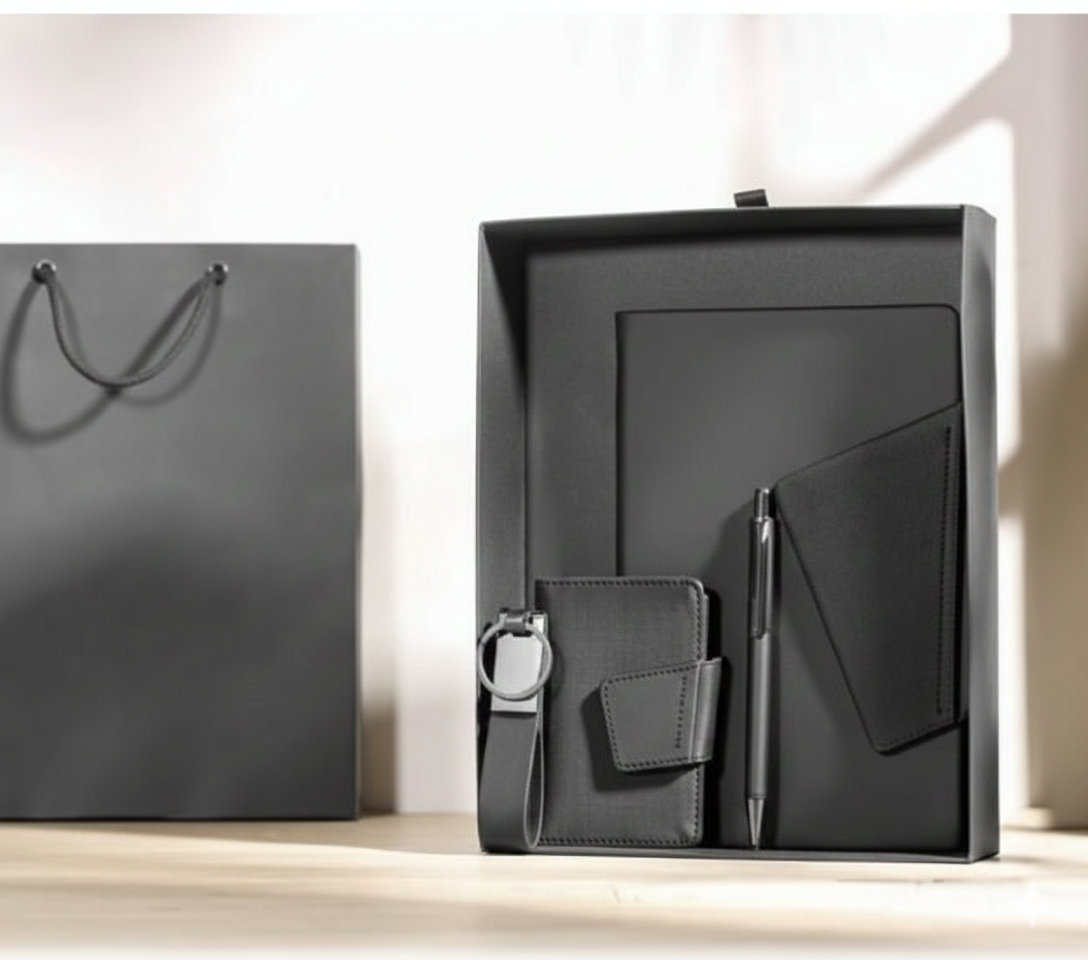 Premium Gift Set – Notebook, Pen, Keychain, Card Holder & Gift Bag
