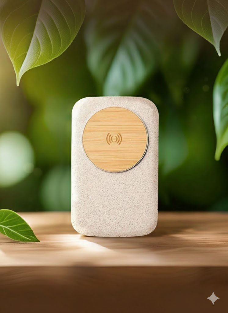 Eco-Friendly Wheat Straw & Bamboo Wireless Charger 5W – Sustainable Minimal Design